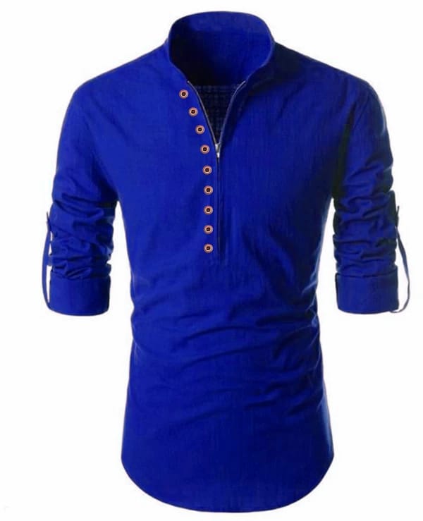 Men fashion Regular Fit Solid Mandarin Collar Casual Shirt